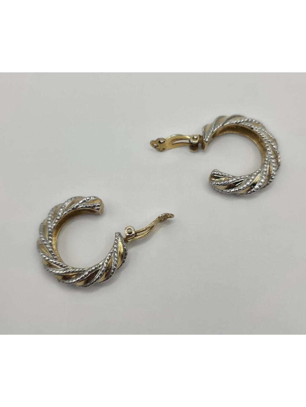 Vintage Signed Jomaz Joseph Mazer Classic Gold And Silver Tone Clip On Earrings - Picture 9 of 9